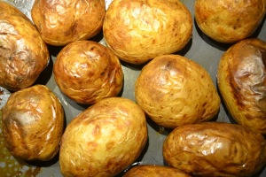 Golden baked potatoes
