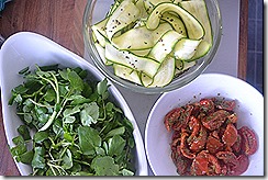 Courgette ‘ribbon’ salad, sun-dried tomatoes and lambs lettuce